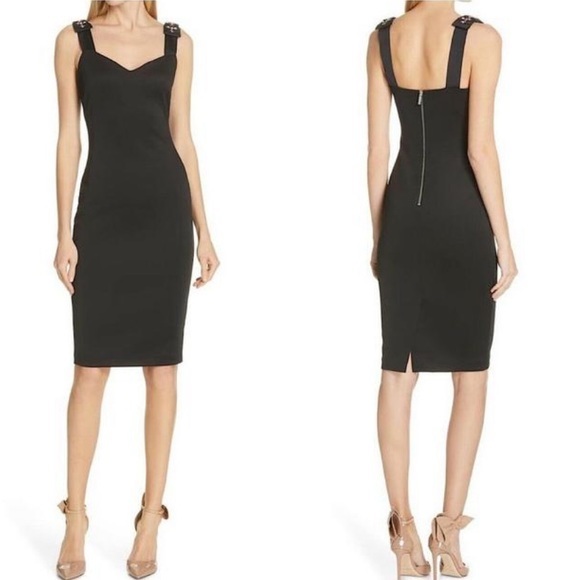 Ted BakerBlack Nancila Jewel Shoulder Sheath Cocktail Dress